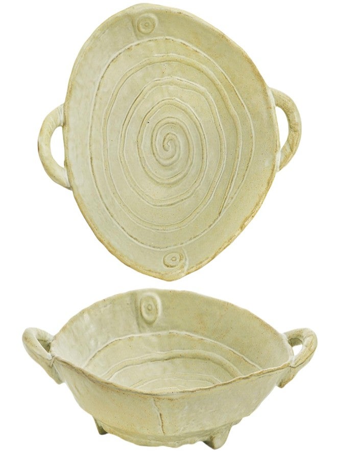 Nagpew 2 Piece Free-Form Decorative Bowl, Handmade Ceramic Fruit Bowl with Handles, 7.7'' Serving Dish Large Berry Holder for Dough, Noodles, Nuts, Microwave Dishwasher Safe - Image 1